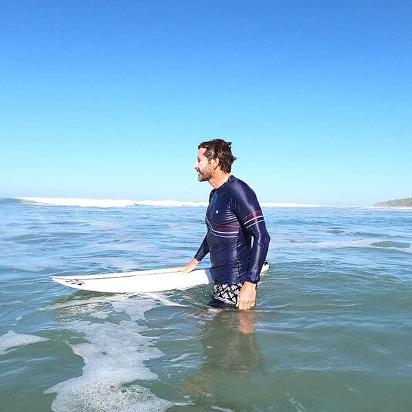 LYCRA MANCHE LONGUE WAVES BLEU/ROUGE - Saint Jacques Wetsuits