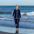 Veste Rivage Femme néoprène 3 mm bleu, vue de face, longe-côte - Saint Jacques Wetsuits
